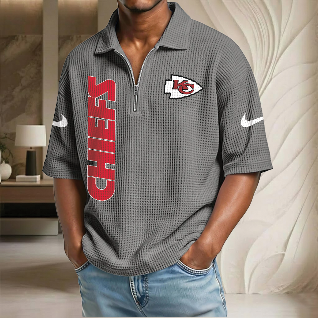 NFL x KC Waffle Half-Zip Polo Shirt HLP 070326 HLPHUONG