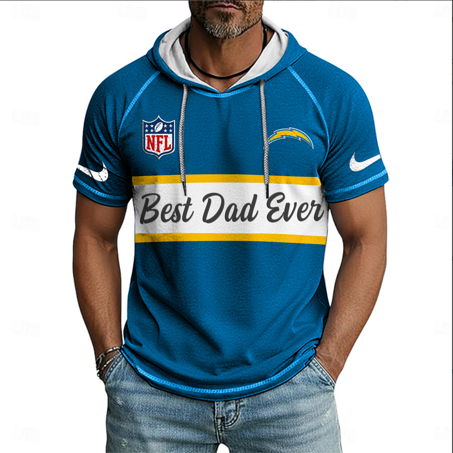 NFL x LAC Best Dad Hooded Short Sleeve Shirt HLP 220426 HLPHUONG