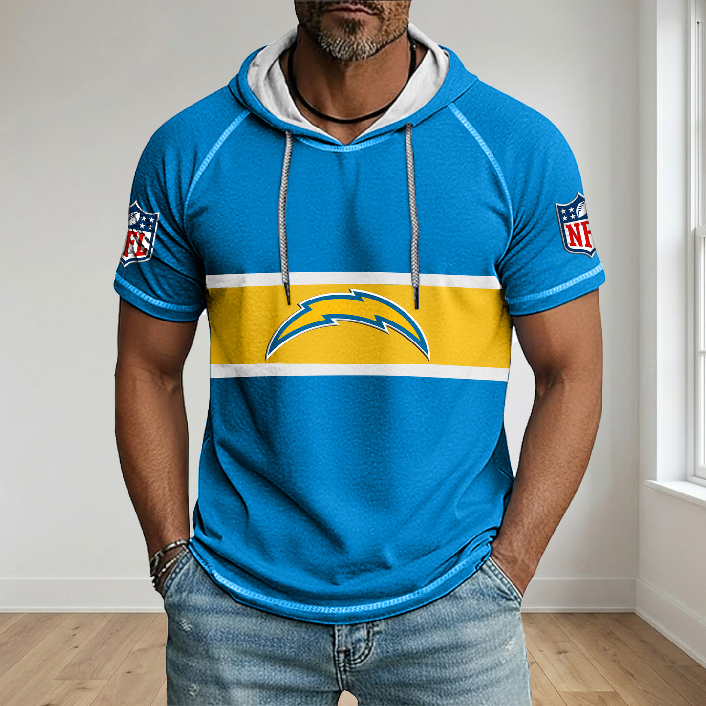 NFL x LAC Best Dad Hooded Short Sleeve Shirt HLP 230426 HLPHUONG