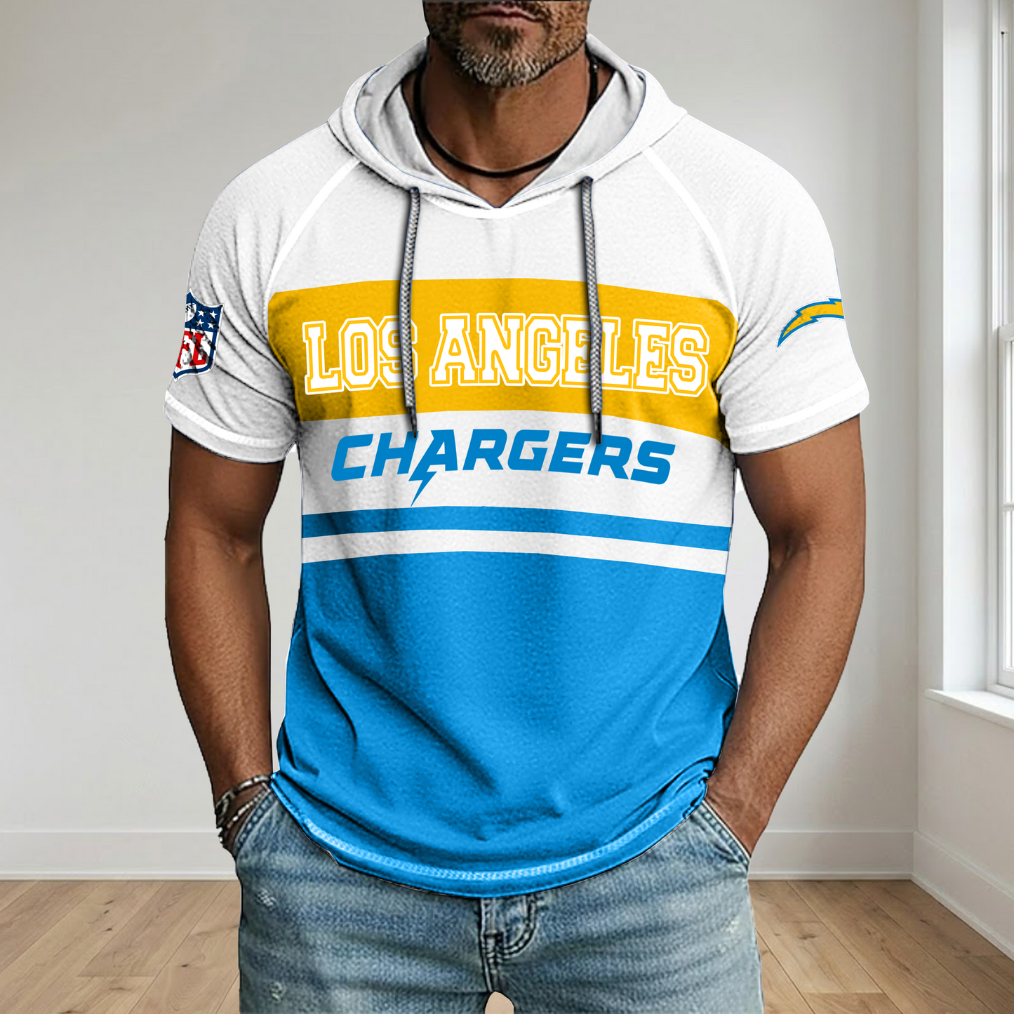 NFL x LAC Football Hooded Short Sleeve Shirt HLP 280426 HLPHUONG
