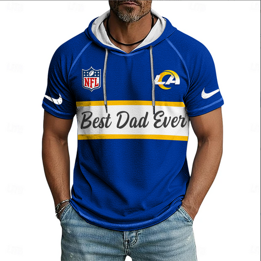 NFL x LAR Best Dad Hooded Short Sleeve Shirt HLP 220426 HLPHUONG