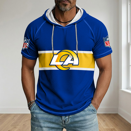 NFL x LAR Best Dad Hooded Short Sleeve Shirt HLP 230426 HLPHUONG