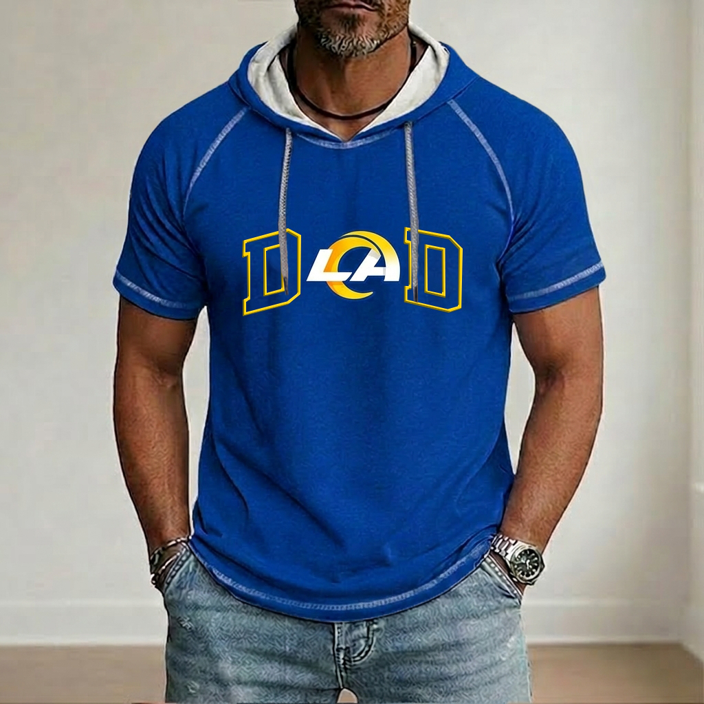 NFL x LAR Dad Hooded Short Sleeve Shirt HLP 280426 LBN