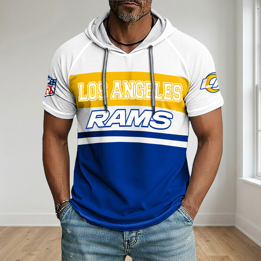 NFL x LAR Football Hooded Short Sleeve Shirt HLP 280426 HLPHUONG