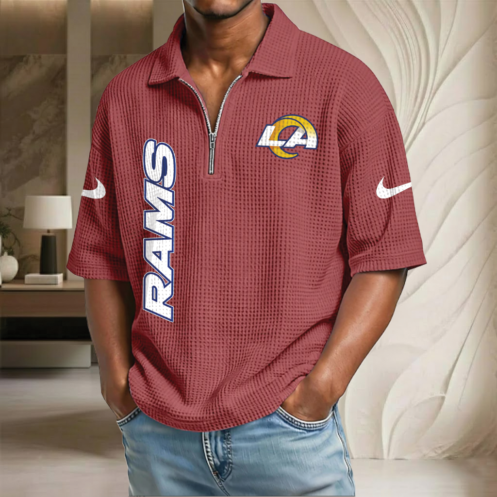 NFL x LAR Waffle Half-Zip Polo Shirt HLP 070326 HLPHUONG