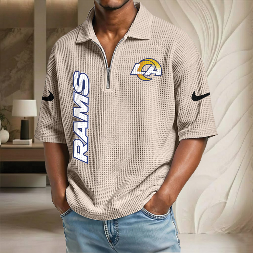 NFL x LAR Waffle Half-Zip Polo Shirt HLP 070326 HLPHUONG
