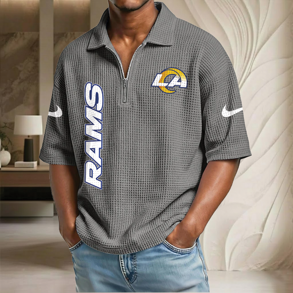 NFL x LAR Waffle Half-Zip Polo Shirt HLP 070326 HLPHUONG