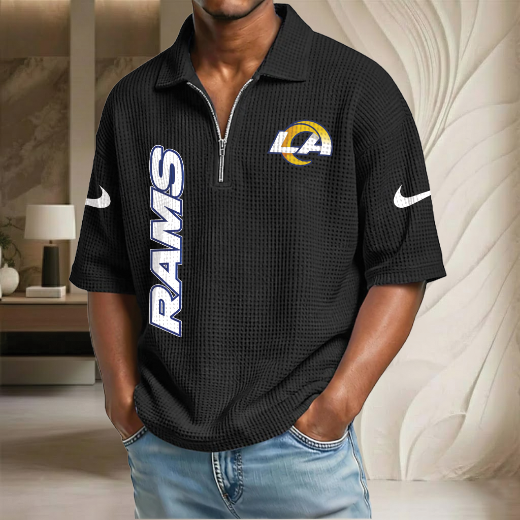 NFL x LAR Waffle Half-Zip Polo Shirt HLP 070326 HLPHUONG