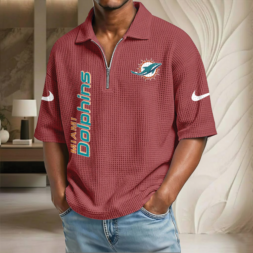 NFL x MIA Waffle Half-Zip Polo Shirt HLP 070326 HLPHUONG