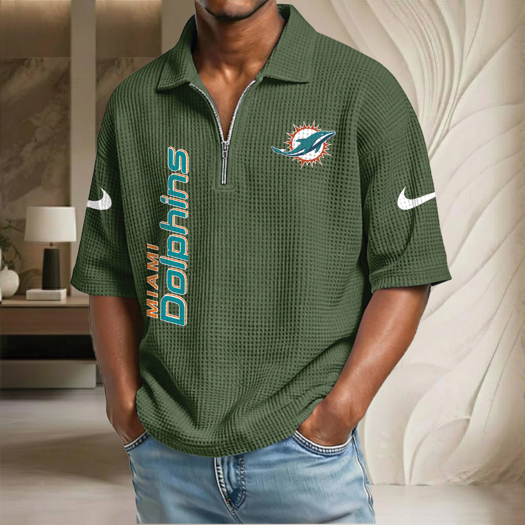 NFL x MIA Waffle Half-Zip Polo Shirt HLP 070326 HLPHUONG