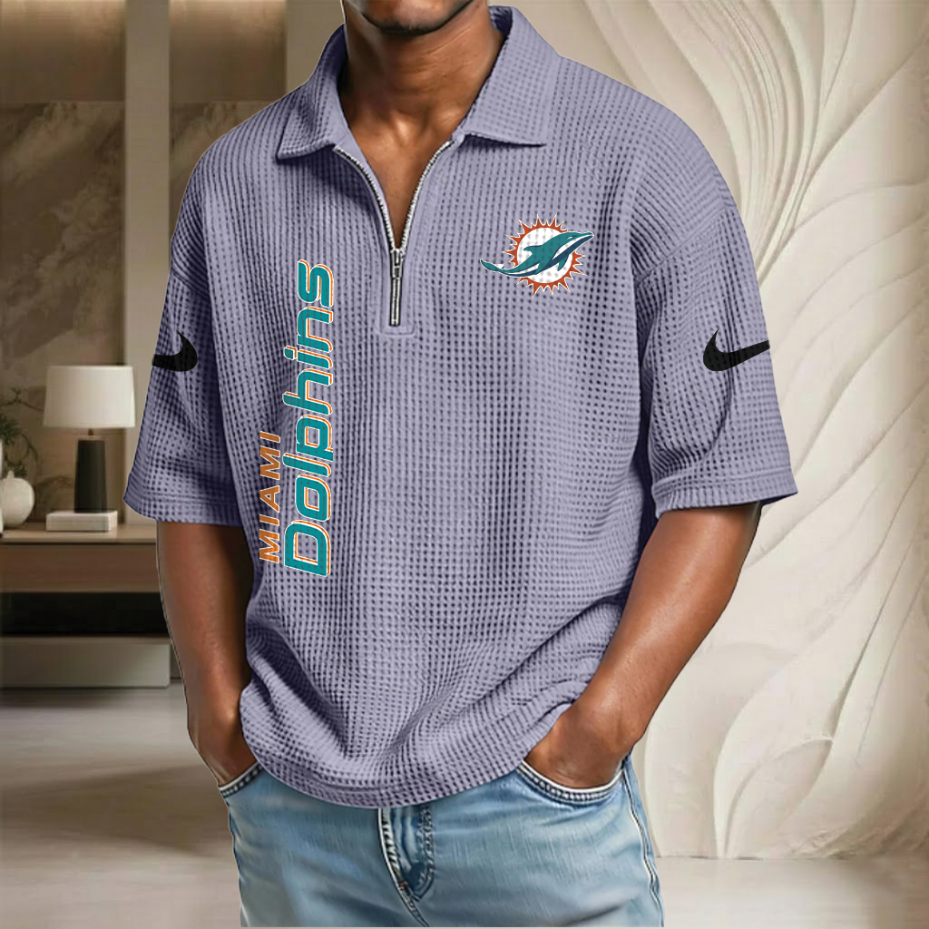NFL x MIA Waffle Half-Zip Polo Shirt HLP 070326 HLPHUONG