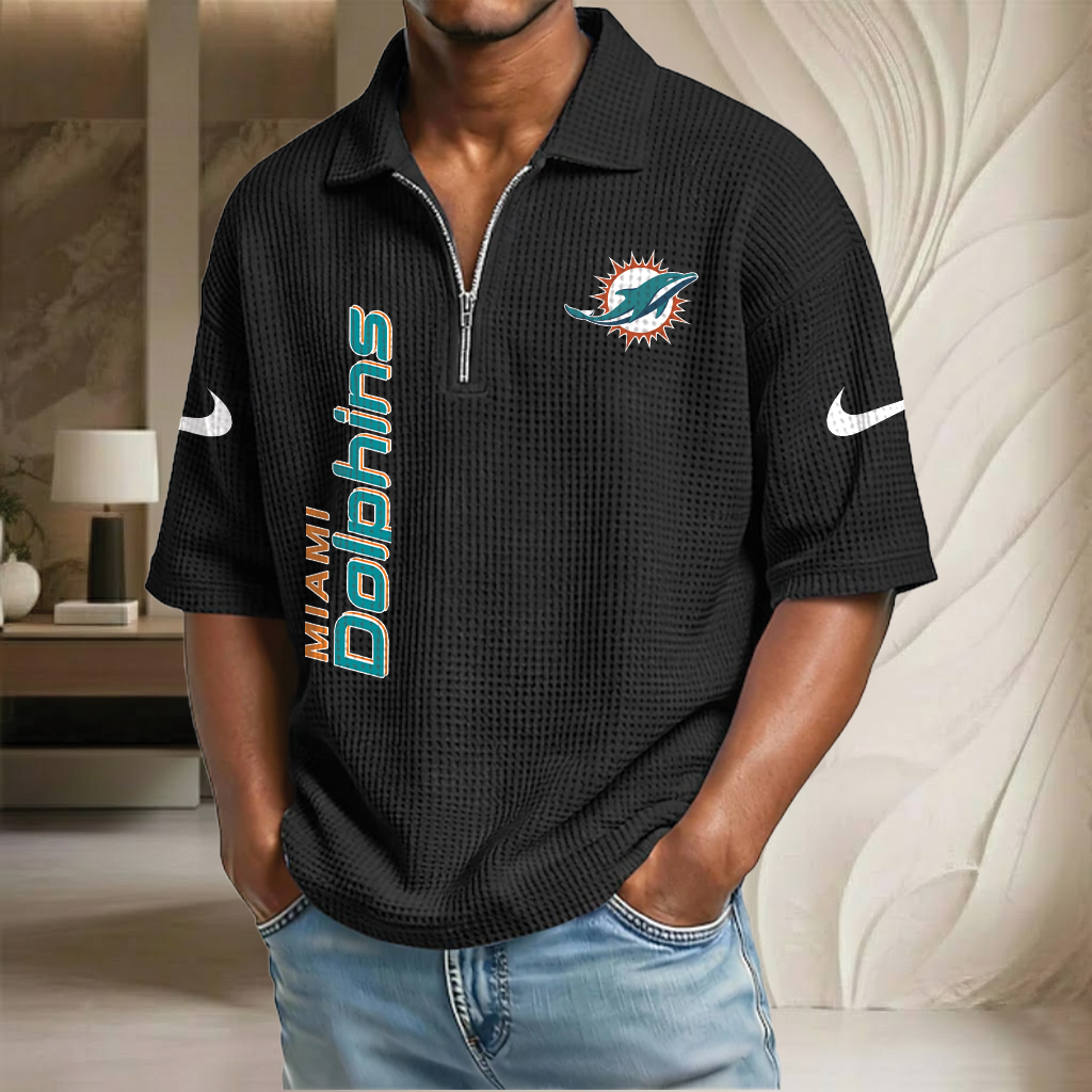 NFL x MIA Waffle Half-Zip Polo Shirt HLP 070326 HLPHUONG