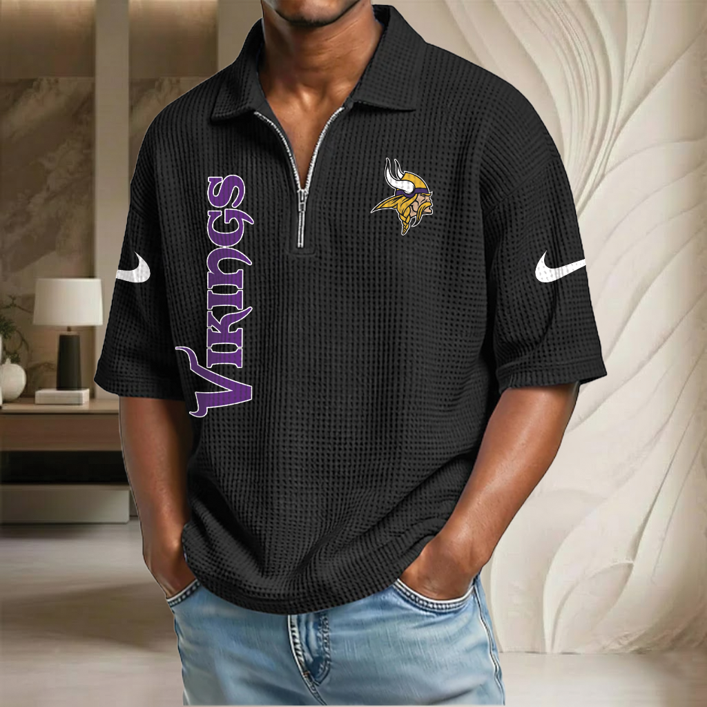 NFL x MIN Waffle Half-Zip Polo Shirt HLP 070326 HLPHUONG