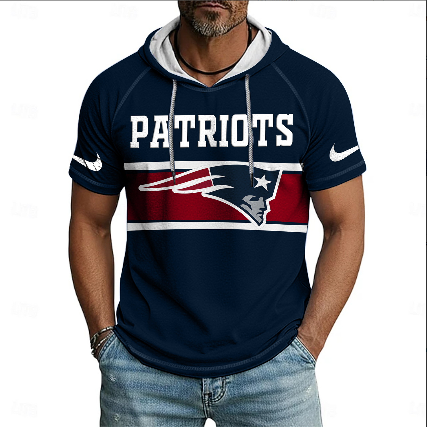 NFL x NE Hooded Short Sleeve Shirt HLP 020426 HLPHUONG
