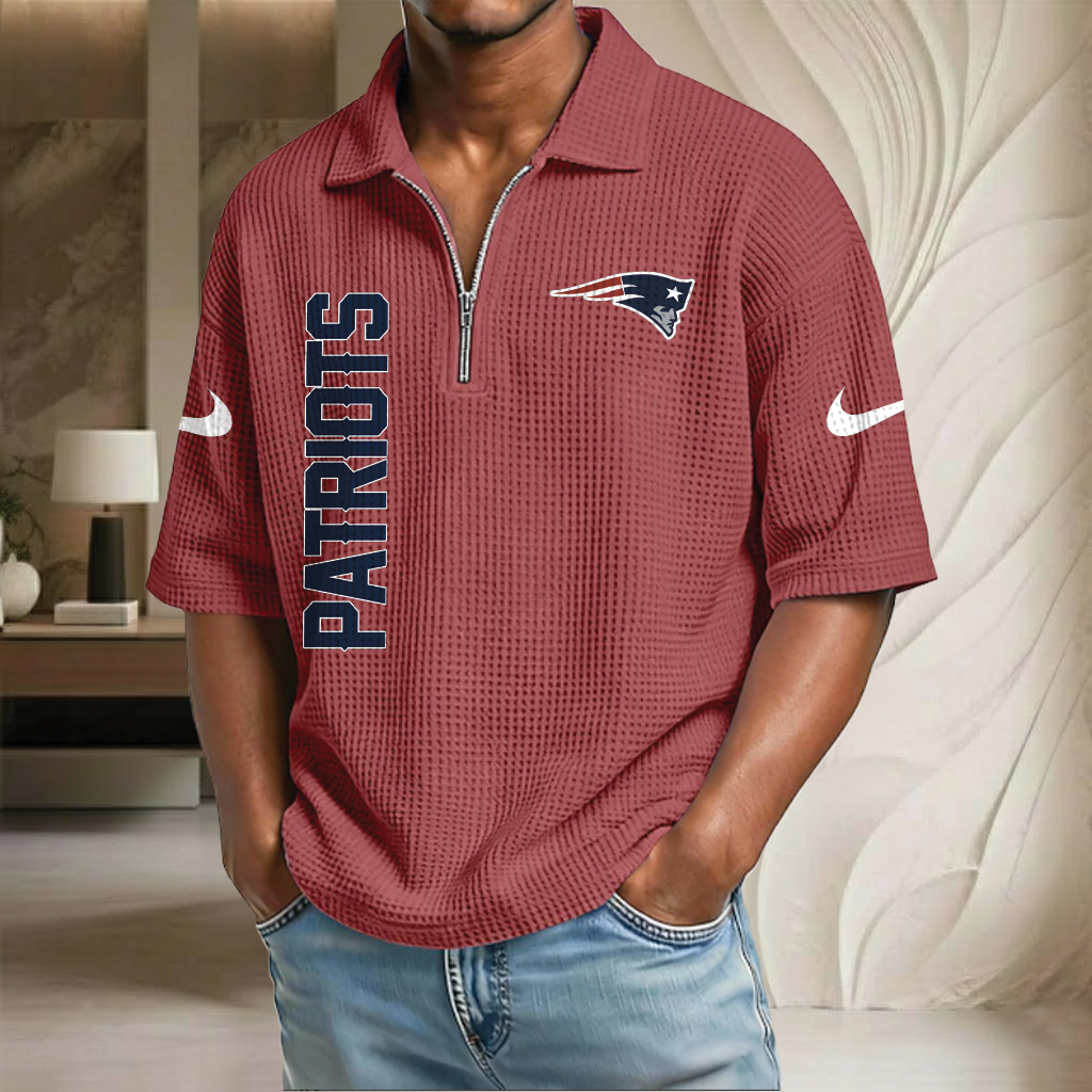 NFL x NE Waffle Half-Zip Polo Shirt HLP 070326 HLPHUONG