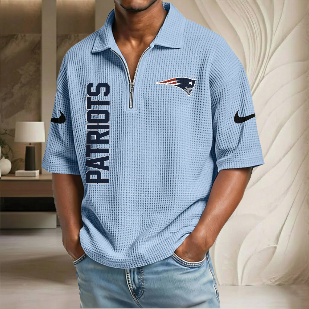 NFL x NE Waffle Half-Zip Polo Shirt HLP 070326 HLPHUONG