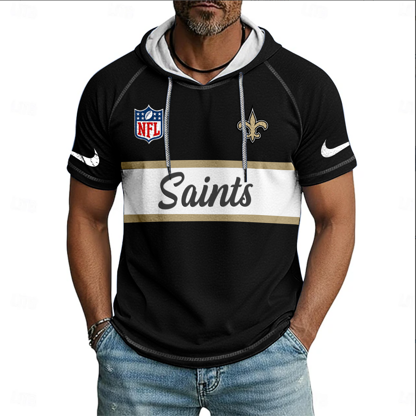 NFL x NO Sport Hooded Short Sleeve Shirt HLP 20426 HLPHUONG