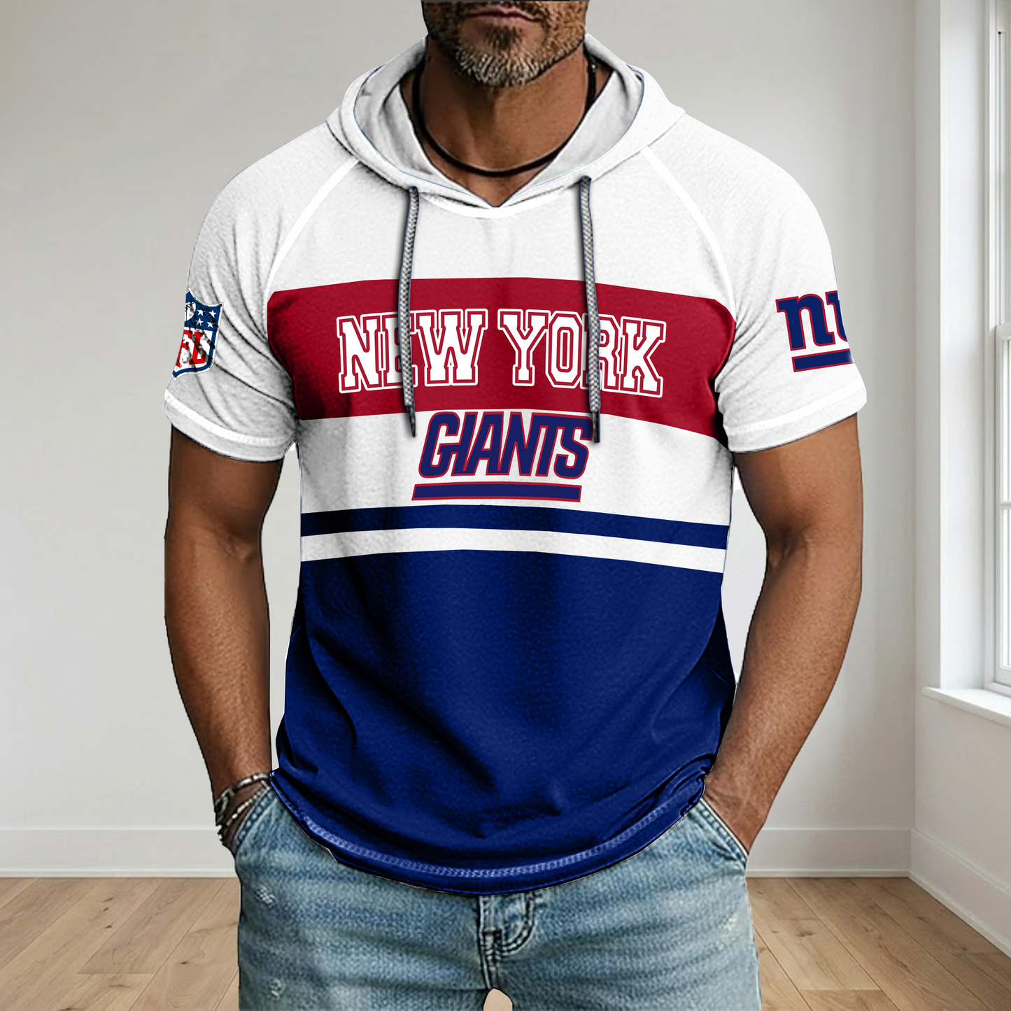 NFL x NYG Football Hooded Short Sleeve Shirt HLP 280426 HLPHUONG