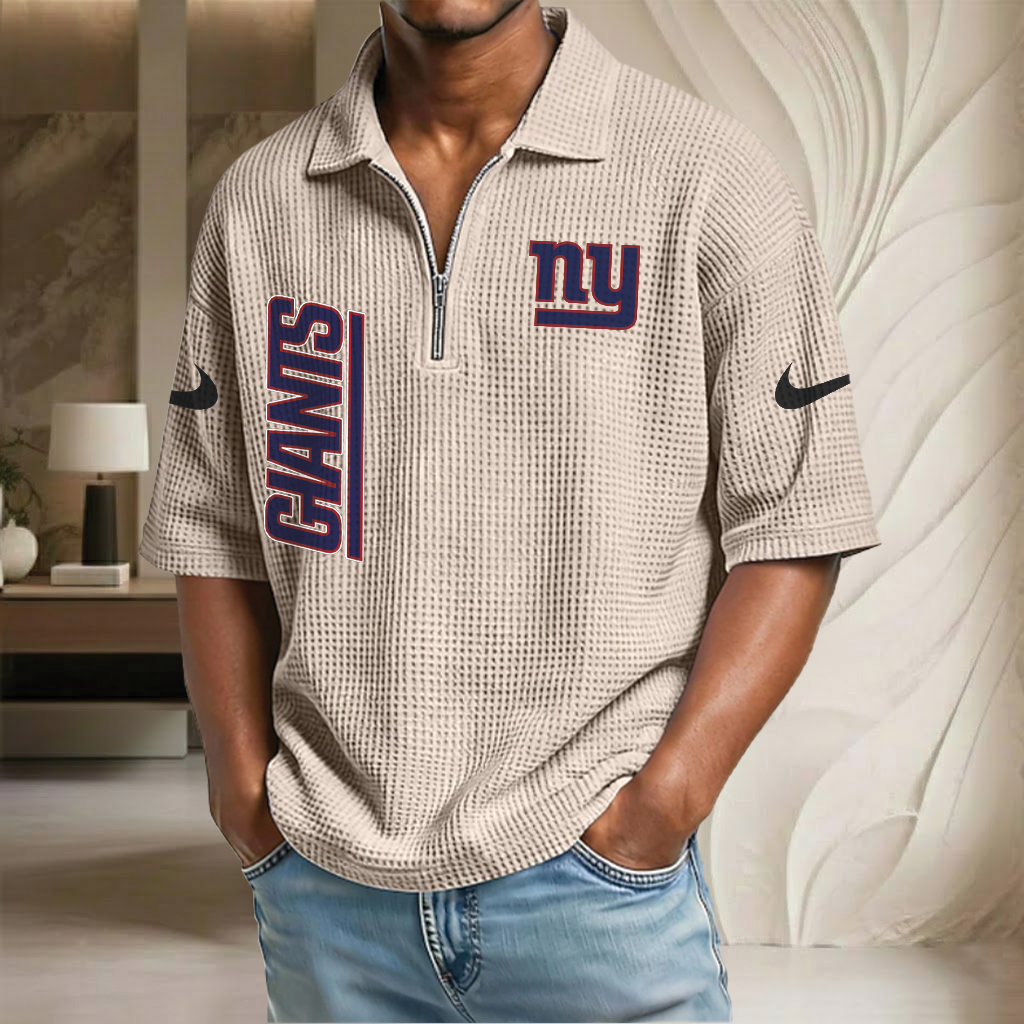 NFL x NYG Waffle Half-Zip Polo Shirt HLP 070326 HLPHUONG