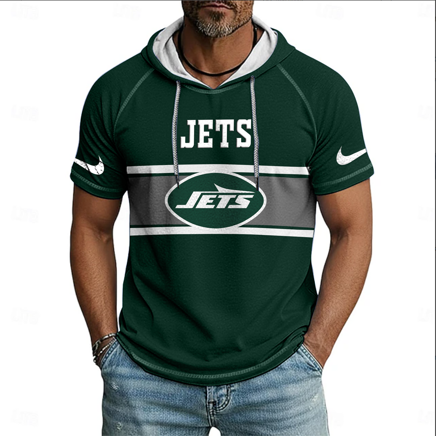 NFL x NYJ Hooded Short Sleeve Shirt HLP 020426 HLPHUONG