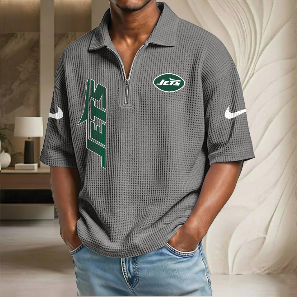 NFL x NYJ Waffle Half-Zip Polo Shirt HLP 070326 HLPHUONG