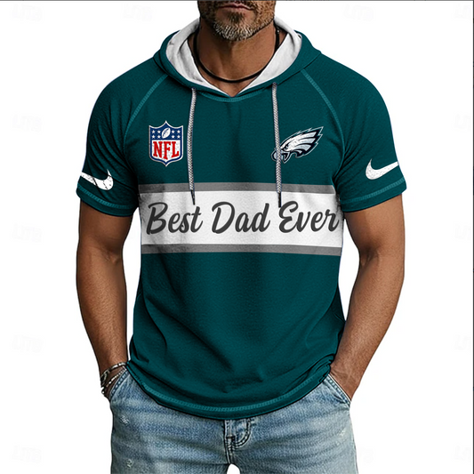 NFL x PHI Best Dad Hooded Short Sleeve Shirt HLP 220426 HLPHUONG