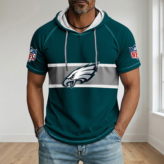 NFL x PHI Best Dad Hooded Short Sleeve Shirt HLP 230426 HLPHUONG