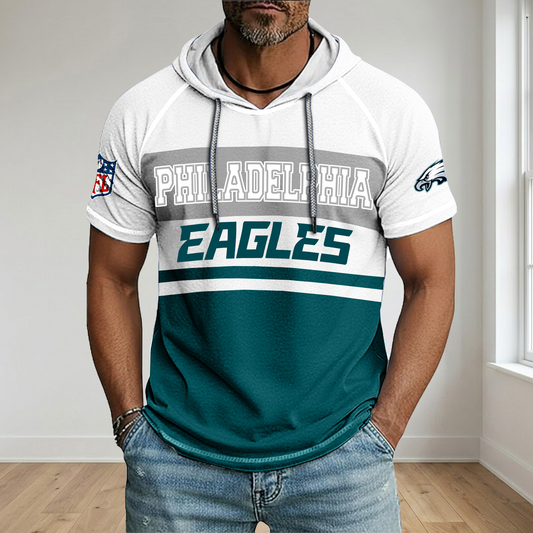 NFL x PHI Football Hooded Short Sleeve Shirt HLP 280426 HLPHUONG