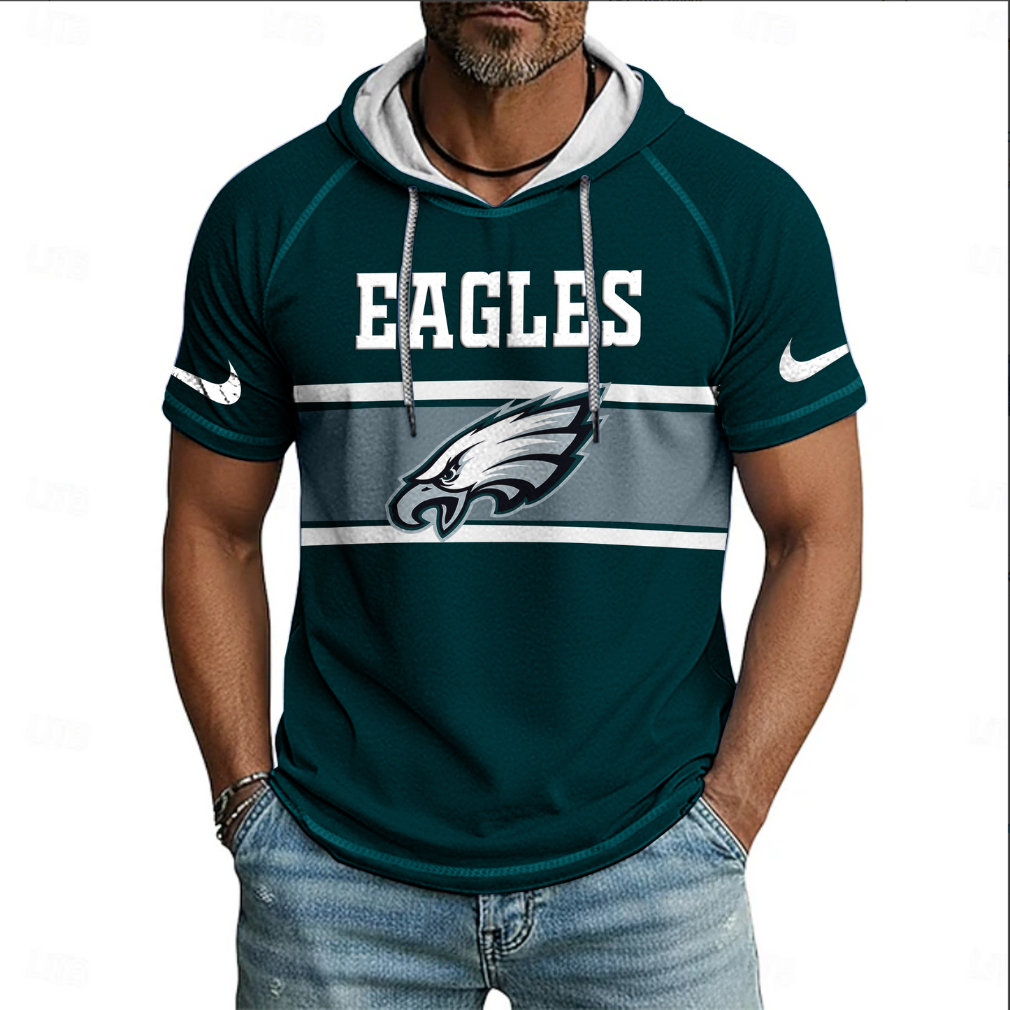 NFL x PHI Hooded Short Sleeve Shirt HLP 020426 HLPHUONG