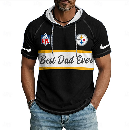 NFL x PIT Best Dad Hooded Short Sleeve Shirt HLP 220426 HLPHUONG
