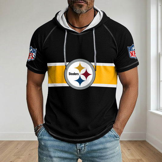 NFL x PIT Best Dad Hooded Short Sleeve Shirt HLP 230426 HLPHUONG