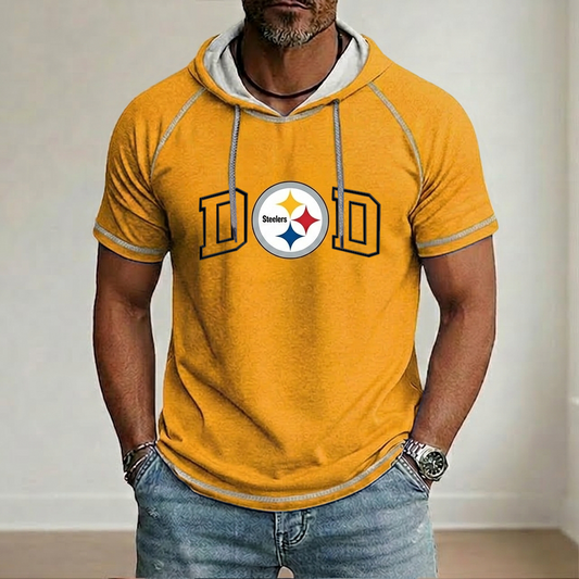 NFL x PIT Dad Hooded Short Sleeve Shirt HLP 280426 LBN