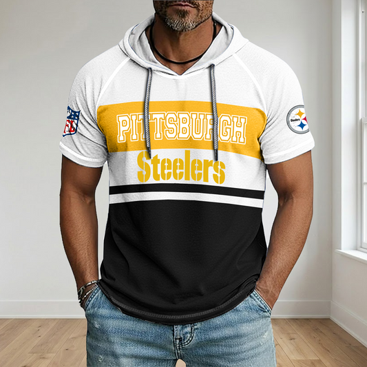 NFL x PIT Football Hooded Short Sleeve Shirt HLP 280426 HLPHUONG