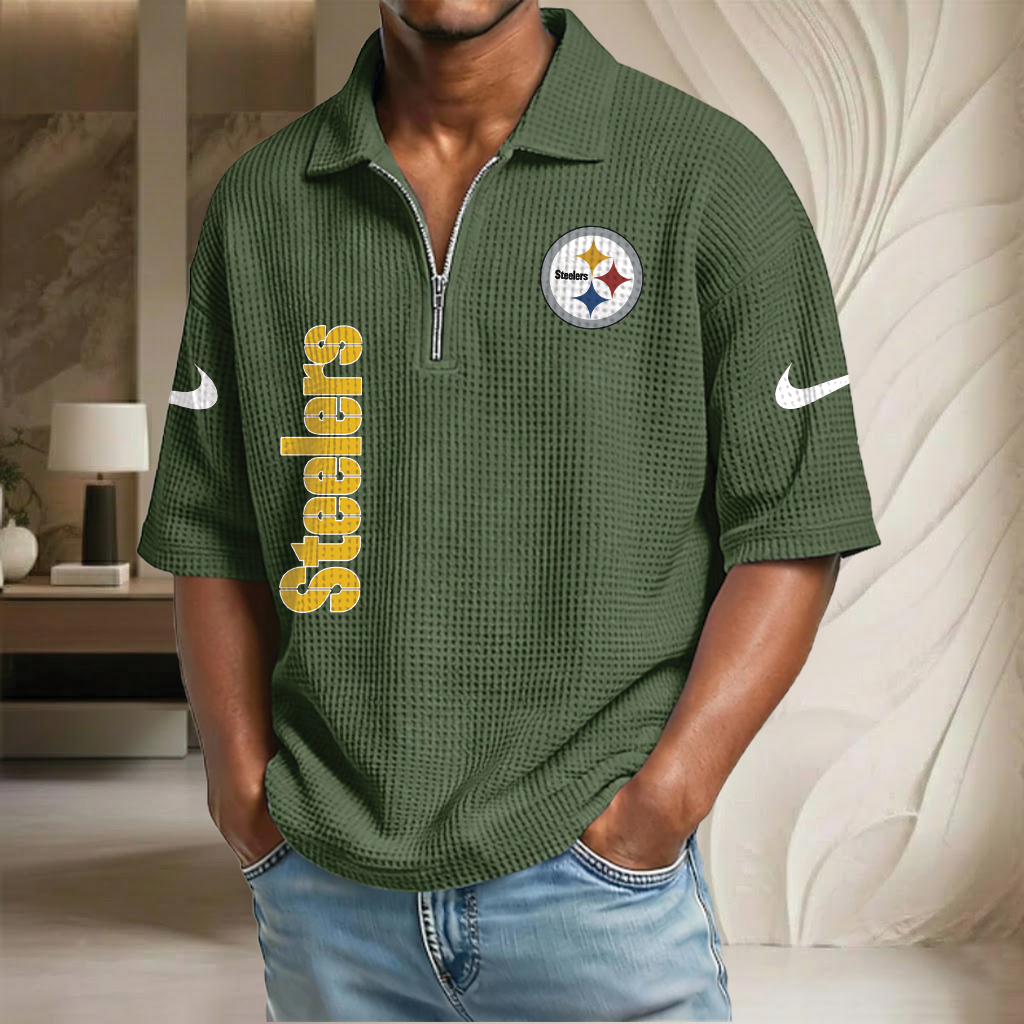 NFL x PIT Waffle Half-Zip Polo Shirt HLP 070326 HLPHUONG