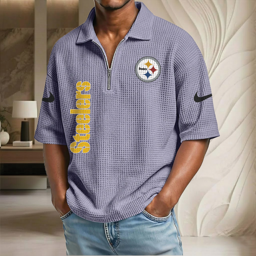 NFL x PIT Waffle Half-Zip Polo Shirt HLP 070326 HLPHUONG