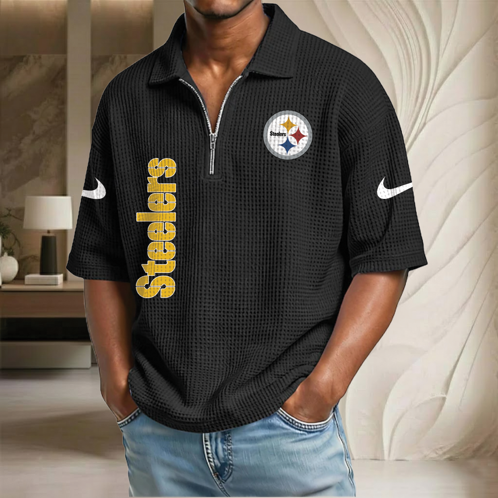 NFL x PIT Waffle Half-Zip Polo Shirt HLP 070326 HLPHUONG