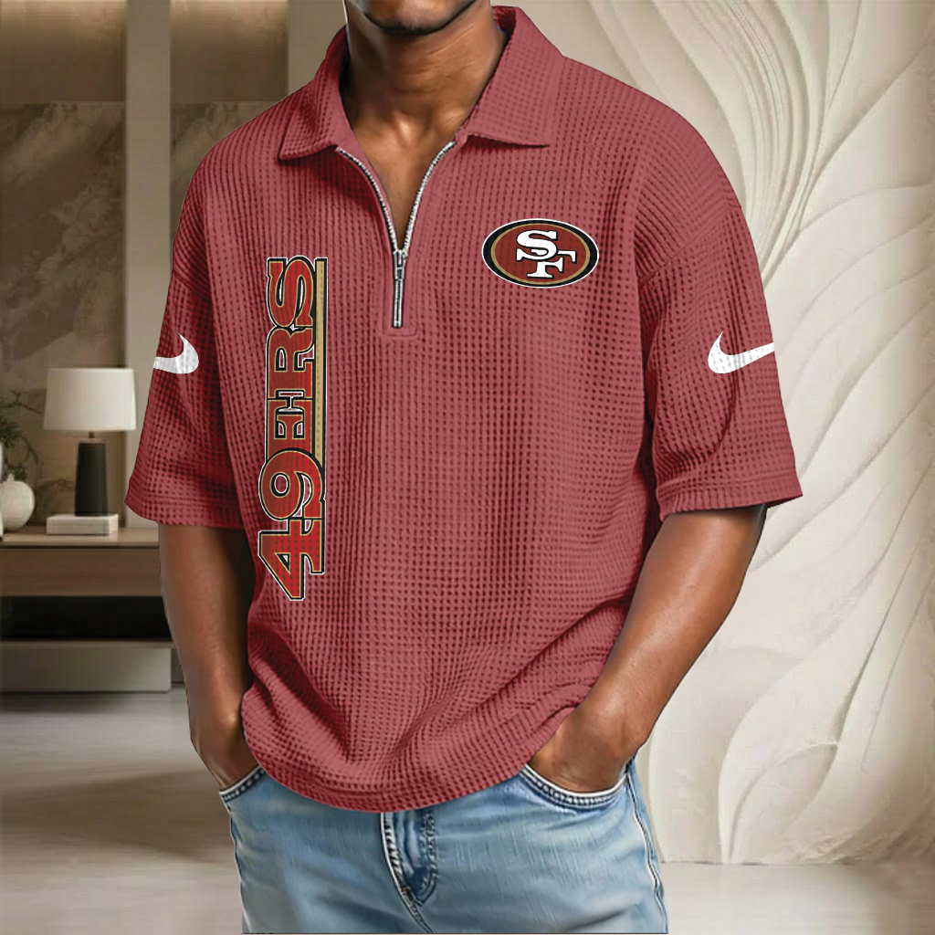 NFL x SF Waffle Half-Zip Polo Shirt HLP 070326 HLPHUONG
