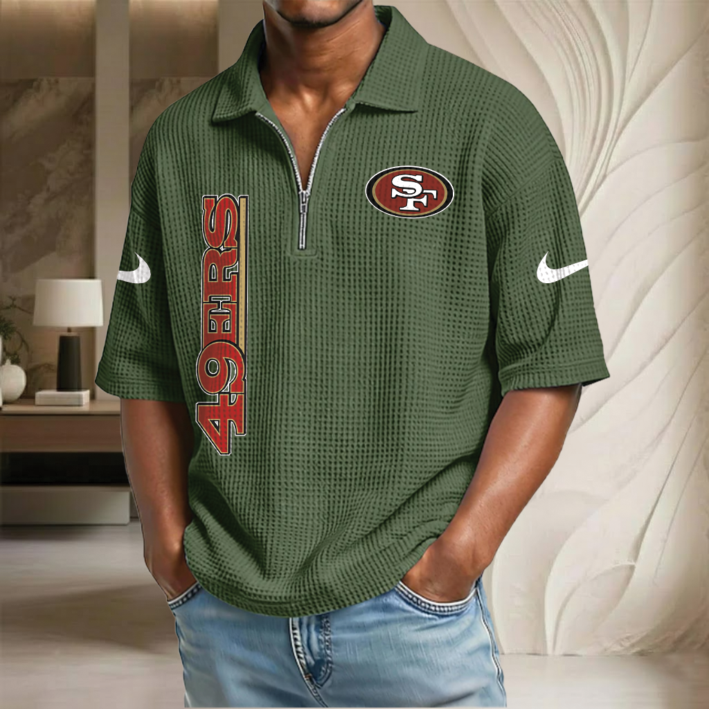 NFL x SF Waffle Half-Zip Polo Shirt HLP 070326 HLPHUONG