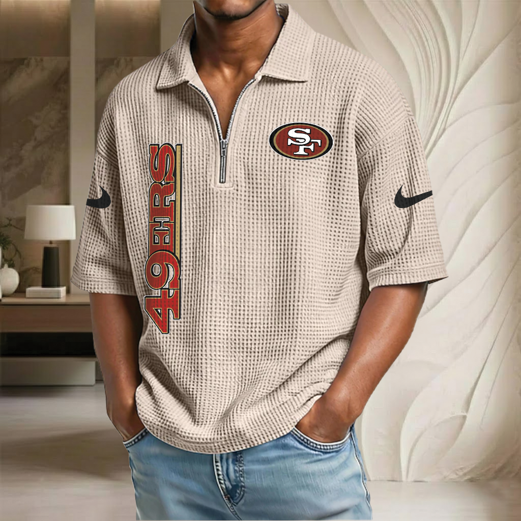 NFL x SF Waffle Half-Zip Polo Shirt HLP 070326 HLPHUONG