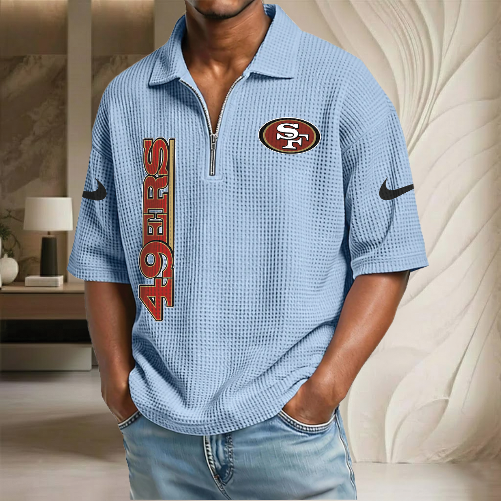 NFL x SF Waffle Half-Zip Polo Shirt HLP 070326 HLPHUONG