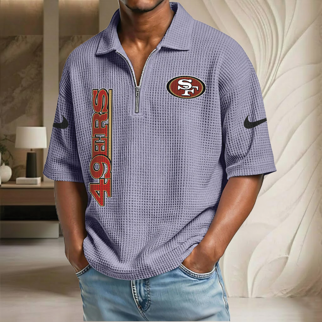 NFL x SF Waffle Half-Zip Polo Shirt HLP 070326 HLPHUONG