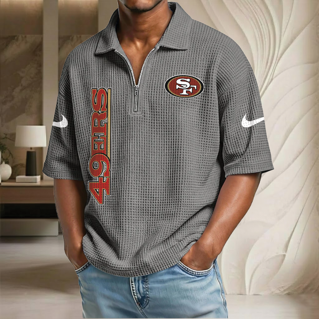 NFL x SF Waffle Half-Zip Polo Shirt HLP 070326 HLPHUONG