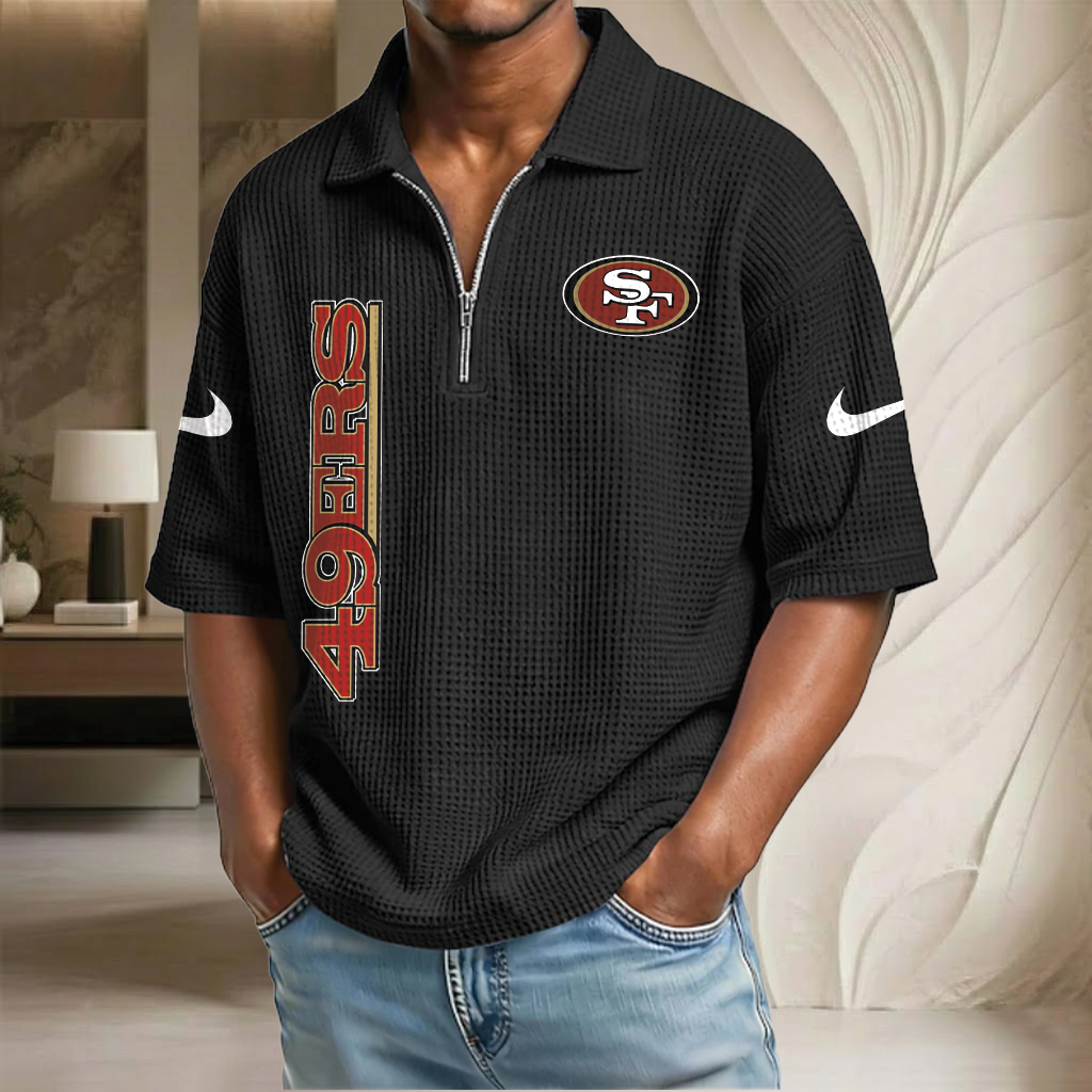 NFL x SF Waffle Half-Zip Polo Shirt HLP 070326 HLPHUONG