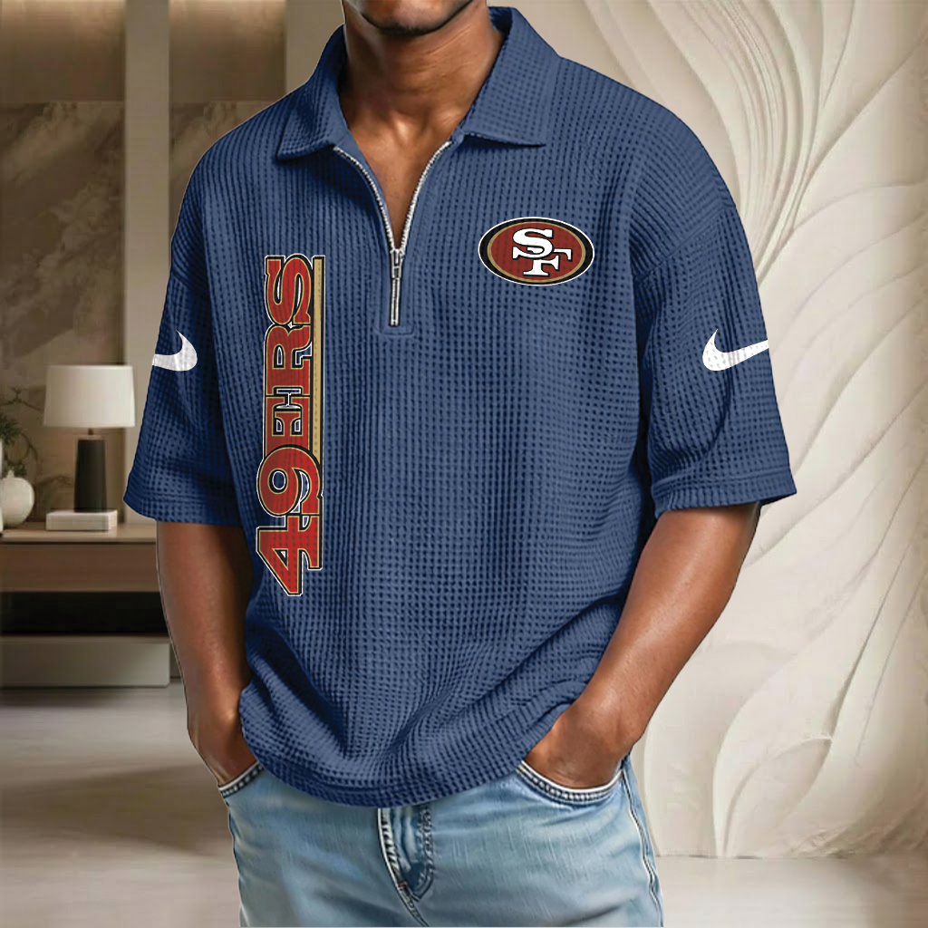 NFL x SF Waffle Half-Zip Polo Shirt HLP 070326 HLPHUONG