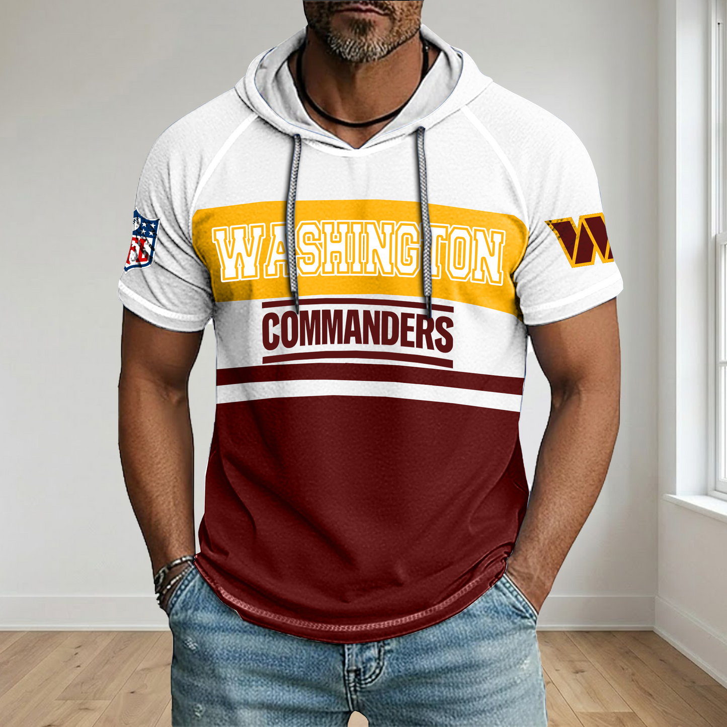 NFL x WAS Football Hooded Short Sleeve Shirt HLP 280426 HLPHUONG