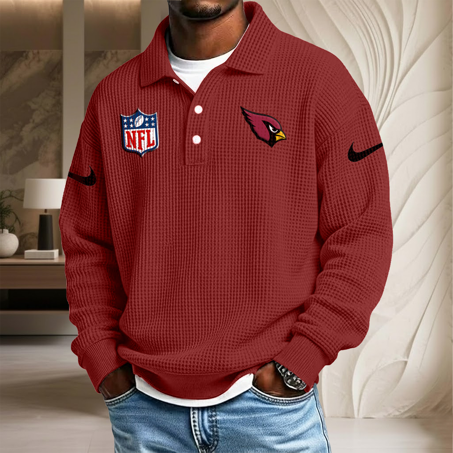 NFL x ARI Waffle Three Button Lapel Polo HLP HLPHUONG