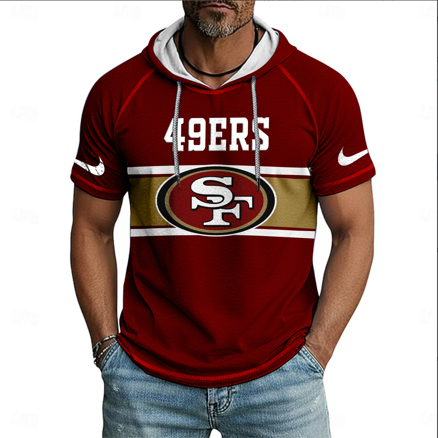 NFL x SF Hooded Short Sleeve Shirt HLP 030426 HLPHUONG