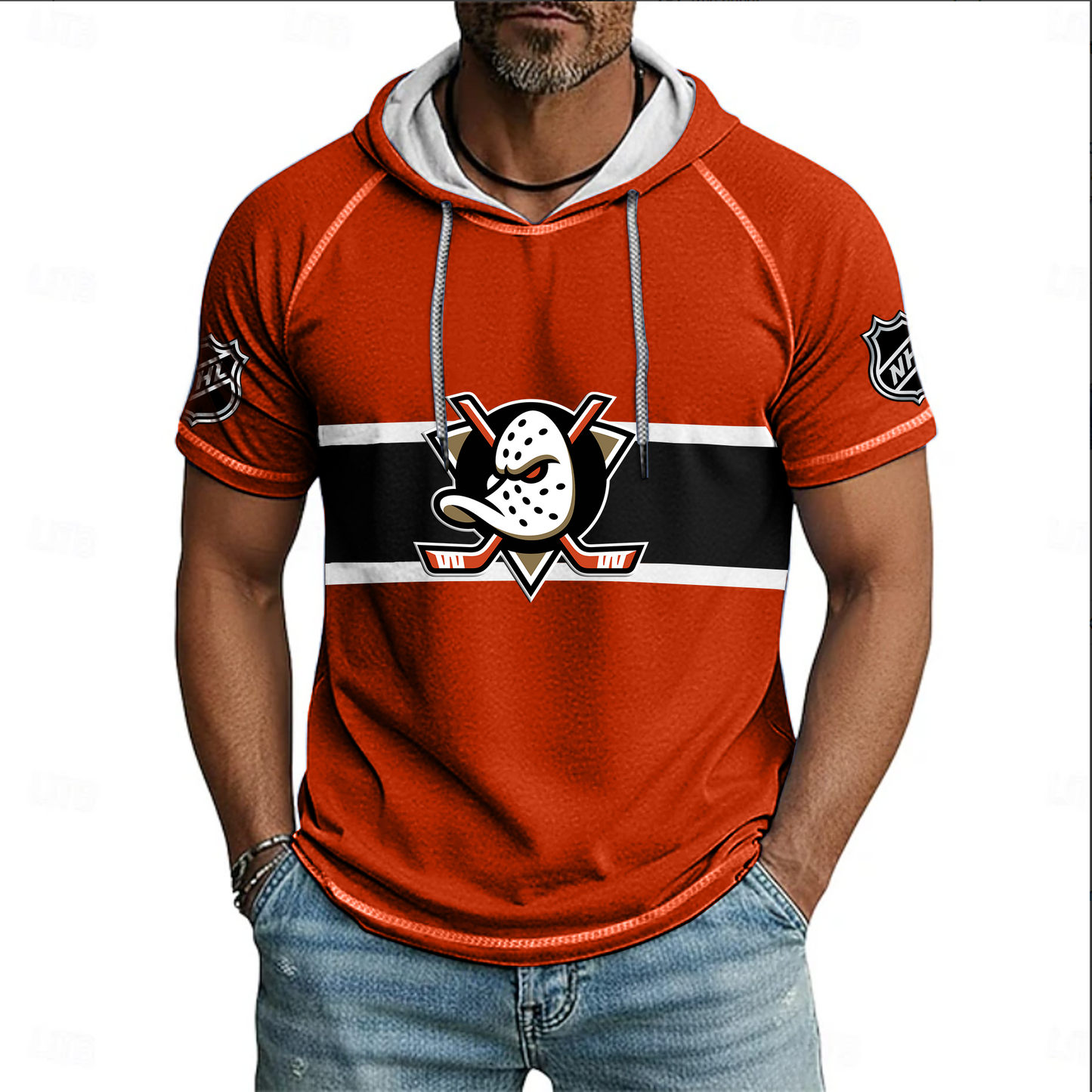 NHL x ANA Hockey Hooded Short Sleeve Shirt HLP 220426 HLPHUONG