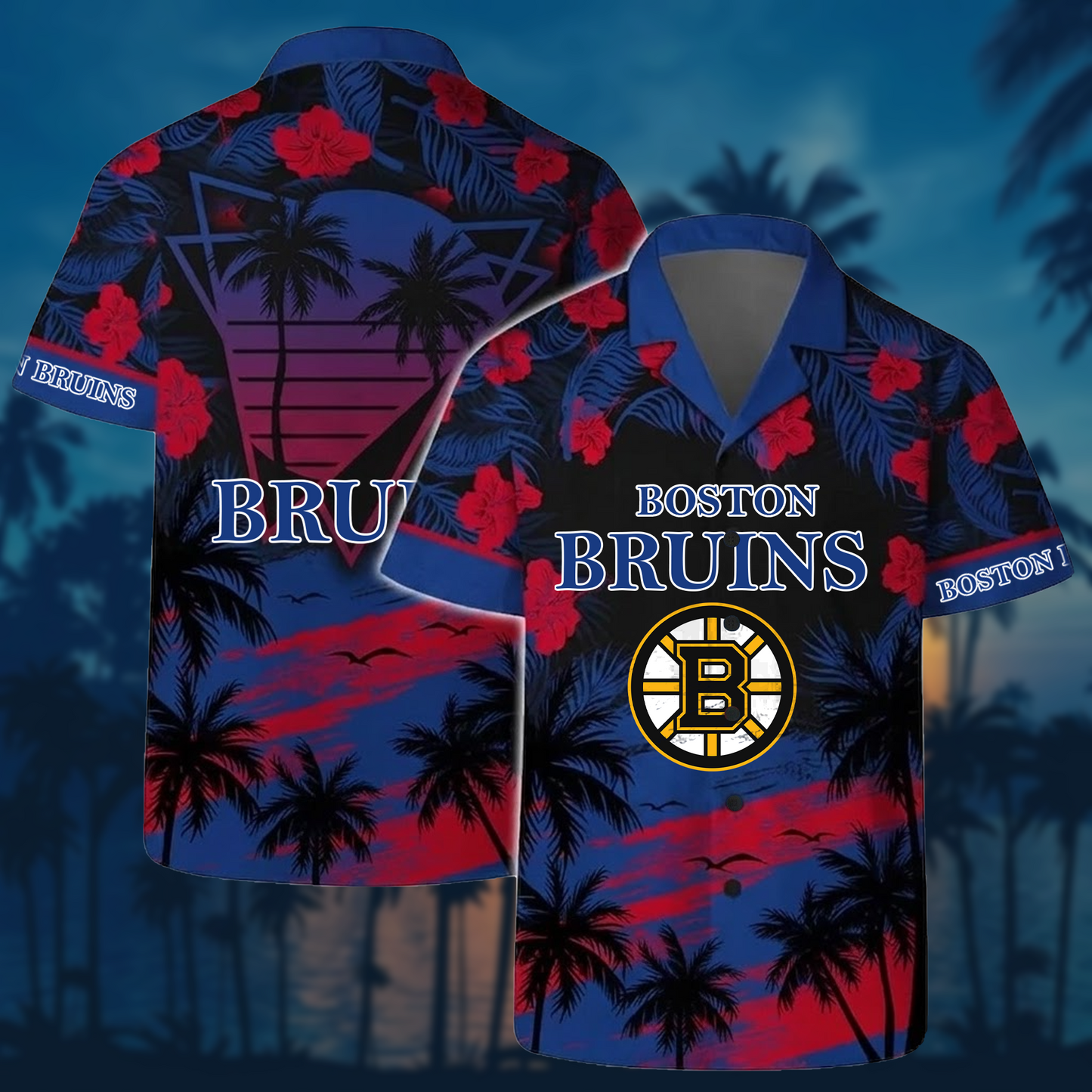 NHL x BOS Sunset Hawaiian Shirt HLP 40426 HLPHUONG