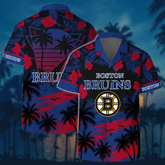 NHL x BOS Sunset Hawaiian Shirt HLP 40426 HLPHUONG